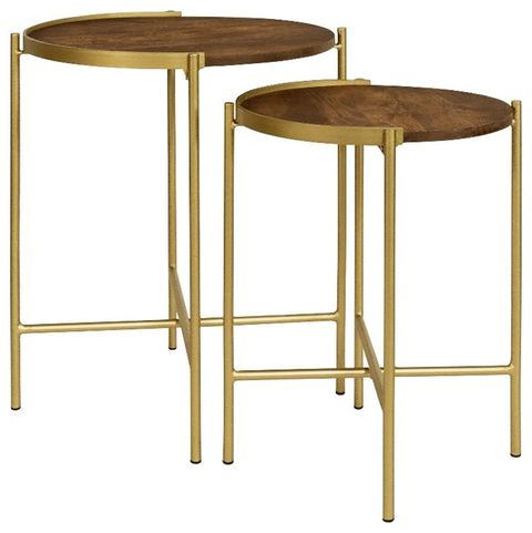 Coaster Malka 2-Piece Wood Round Nesting Table In Dark Brown And Gold ... for A Closer Look at the Coaster Ollie Farmhouse Nesting Tables and Their Versatile Appeal